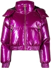 Versace Jeans Couture Cropped Down Puffer Jacket In Pink