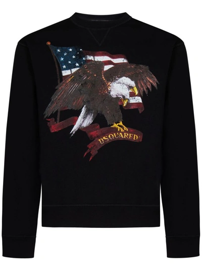Dsquared2 Graphic-print Cotton Sweatshirt In Black