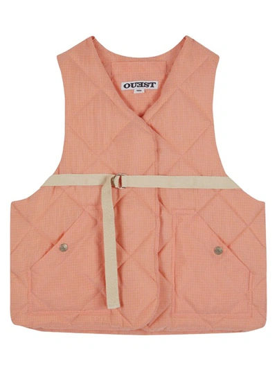 Ouest Paris Padded Quilted Vest In Orange