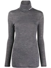 Jil Sander Logo Wool Blend Jersey Turtleneck Top In Grey