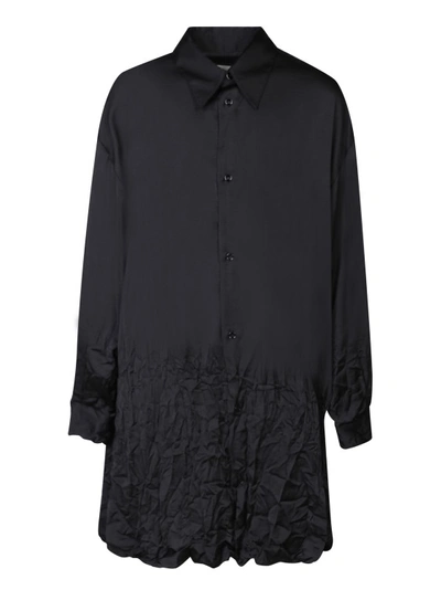 Mm6 Maison Margiela Signature Long-sleeved Shirt Dress In Black
