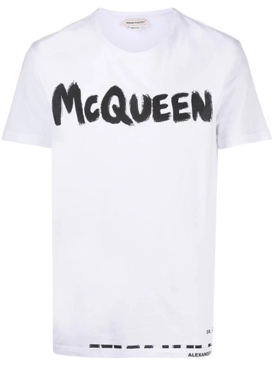 Alexander Mcqueen White Logo-print Cotton T-shirt