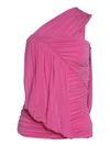 Rick Owens Edfu Draped One-shoulder Blouse In Pink