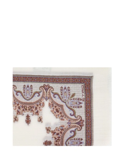 ETRO WHITE JACQUARD SCARF