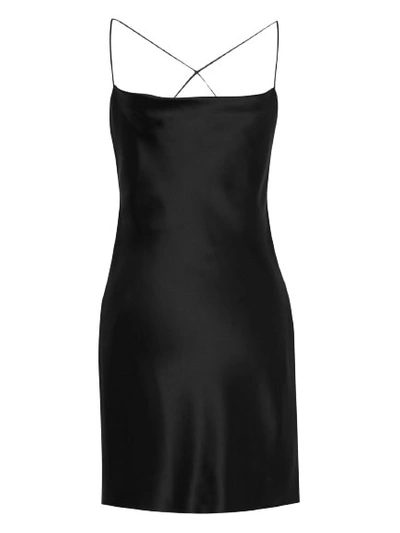 Saint Laurent Cowl-neck Silk Slip Dress In Black