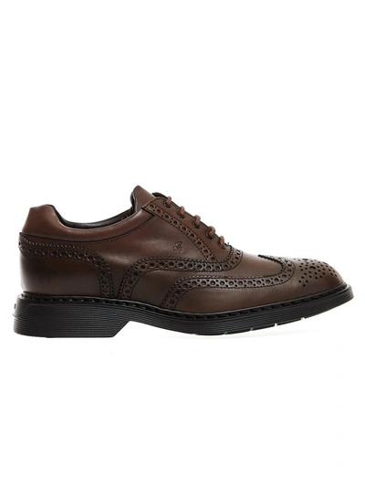 HOGAN BROWN LEATHER LACE-UP SHOES