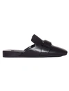 SERGIO ROSSI LOW MULE IN BLACK LEATHER BUCKLE