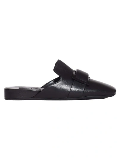 Sergio Rossi Low Mule In Black Leather Buckle