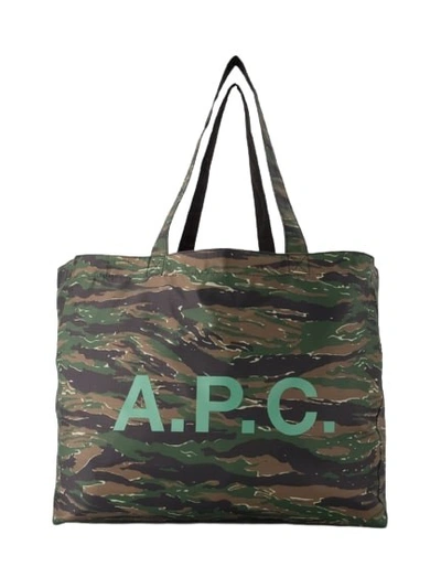 Apc Diane Reversible Tote Bag - Synthetic - Khaki In Green