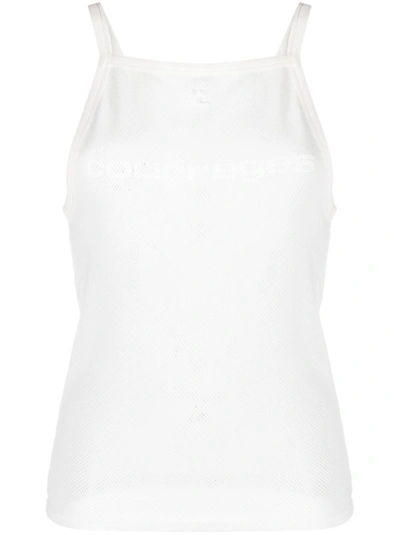 Courrèges Logo-print Cotton Tank Top In White