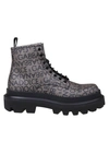 DOLCE & GABBANA ANKLE BOOTS IN COATED FABRIC WITH LOGO