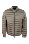 Moorer Bomber Jacket With Light Padding, Collar With Hidden Zip With Extractable Hood. Zip Closure In Militar
