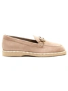 Hogan Logo-plaque Suede Loafers In Beige