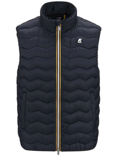 K-way Blue Quilted Gilet In Black