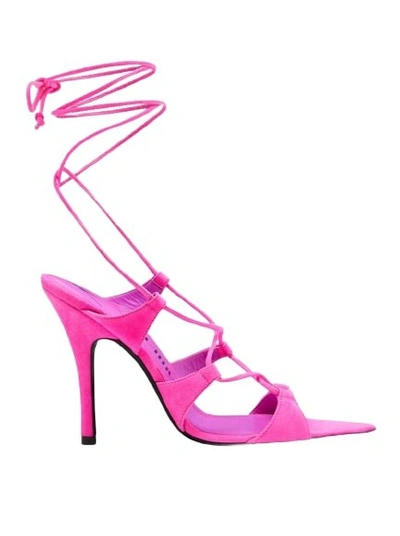 Attico Strap-detail Open-toe Sandals In Fluo Pink
