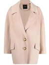 Pinko Single-breasted Wool Coat In Beige