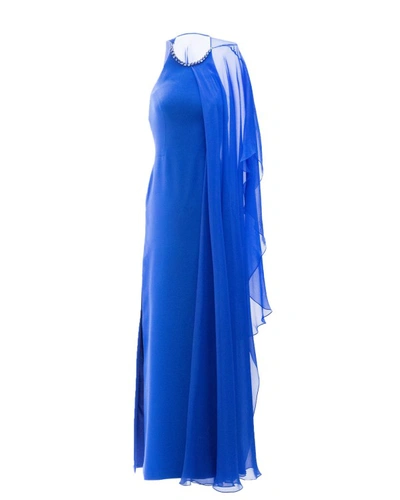 Gemy Maalouf Slim Cut Dress With Flowy Fabric - Long Dresses In Blue