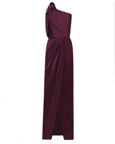 Gemy Maalouf Burgundy Satin Dress - Long Dresses