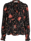 ULLA JOHNSON BLACK LONG-SLEEVED BLOUSE