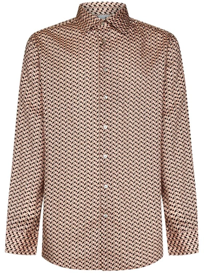 Etro All Over Printed Long Sleeved Shirt In Brown