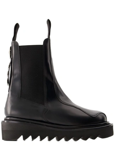 Toga Ssense Exclusive Black Leather Chelsea Boots In Aj1146 Black