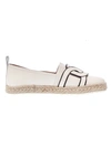 TOD'S WHITE LEATHER ESPADRILLES WITH CHAIN BUCKLE