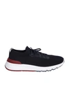 Brunello Cucinelli Navy Blue Running Sock Sneakers In Black