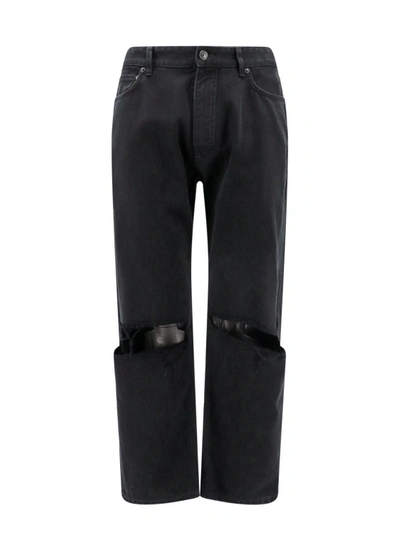 Balenciaga Black Denim Trouser With Destroyed Effect