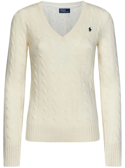 Polo Ralph Lauren Cream Cable-knit Crewneck Sweater In Neutrals