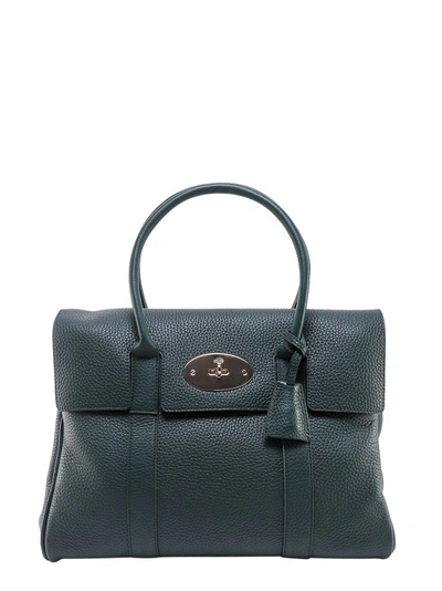 Mulberry Leather Handbag With Engraved Logo In Green