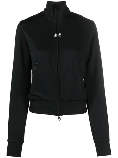 Courrèges Black Zip-up Sweatshirt
