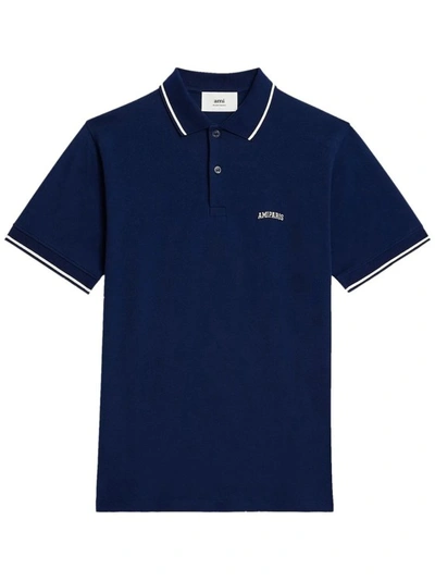 Ami Alexandre Mattiussi Logo Cotton Polo Shirt In Blue
