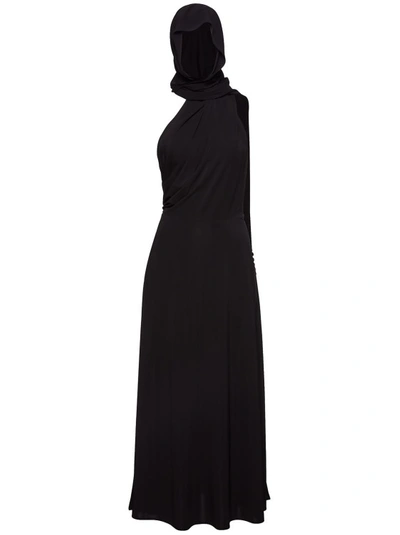 Magda Butrym Floral-appliqué Hooded Midi Dress In Black