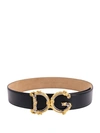 DOLCE & GABBANA LEATHER BELT WITH DG BAROQUE BUCKLE