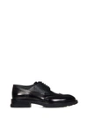 ALEXANDER MCQUEEN BLACK BRUSHED LEATHER DERBY SHOES