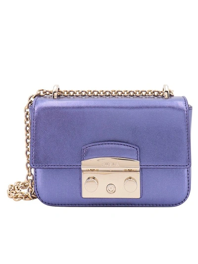 Furla Woman Shoulder Bag Purple Size - Calfskin In Blue