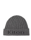 KITON GREY KNITTED SOFT CASHMERE HAT