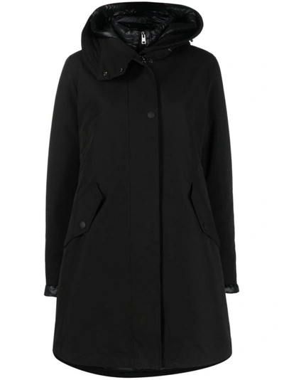 Woolrich Padded Layered Parka Coat In Black