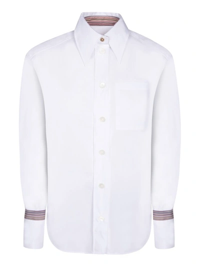 Paul Smith Stripe-trim Long-sleeve Shirt In White