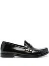Saint Laurent Almond-toe Leather Loafers In Black