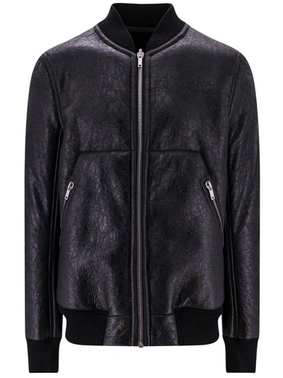 Rick Owens Leather And Shearling Jacket In Black