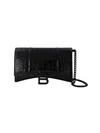 BALENCIAGA HOURGLASS WALLET ON CHAIN - LEATHER - BLACK