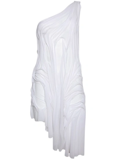 Di Petsa Wetlook One Shoulder Mini Dress In White