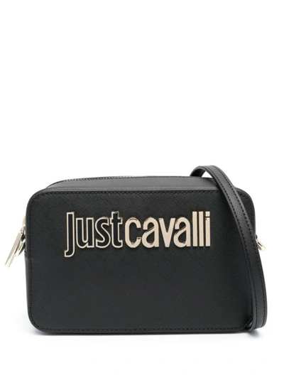 Just Cavalli Logo-plaque Shoulder Bag In Black