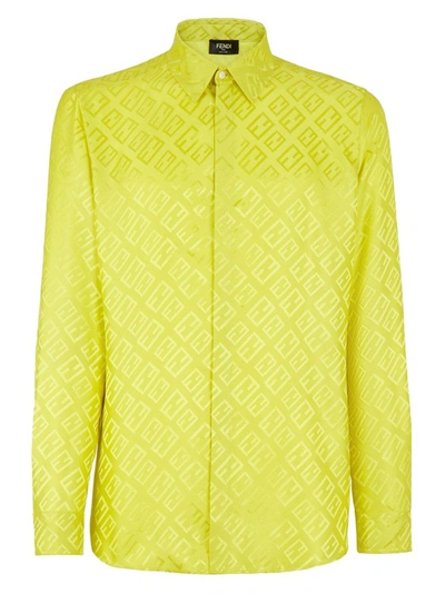 Fendi Tonal Silk Shirt In Green