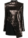 Genny Sequin-embellished Layered Minidress In Brown
