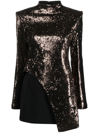 Genny Sequin-embellished Layered Minidress In Grey