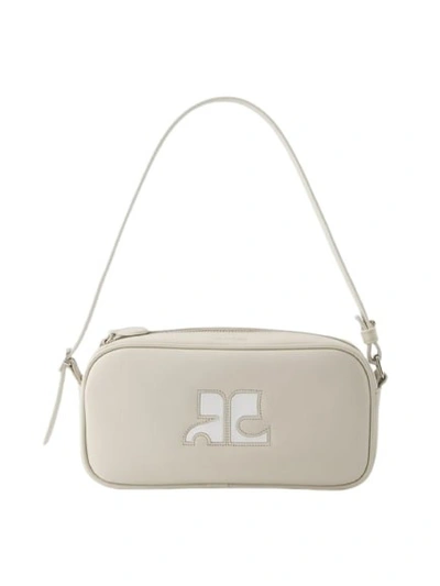 Courrèges Leather Baguette Bag In Grey