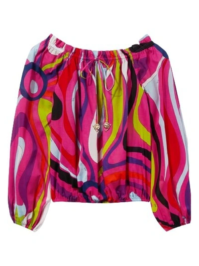 Pucci Front Tie Blouse In Pink