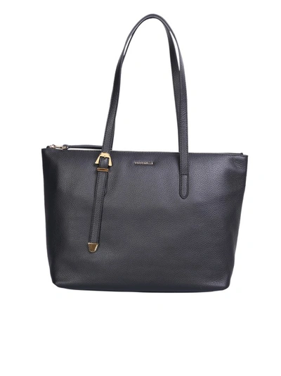 Coccinelle Leather Logo-print Tote Bag In Black